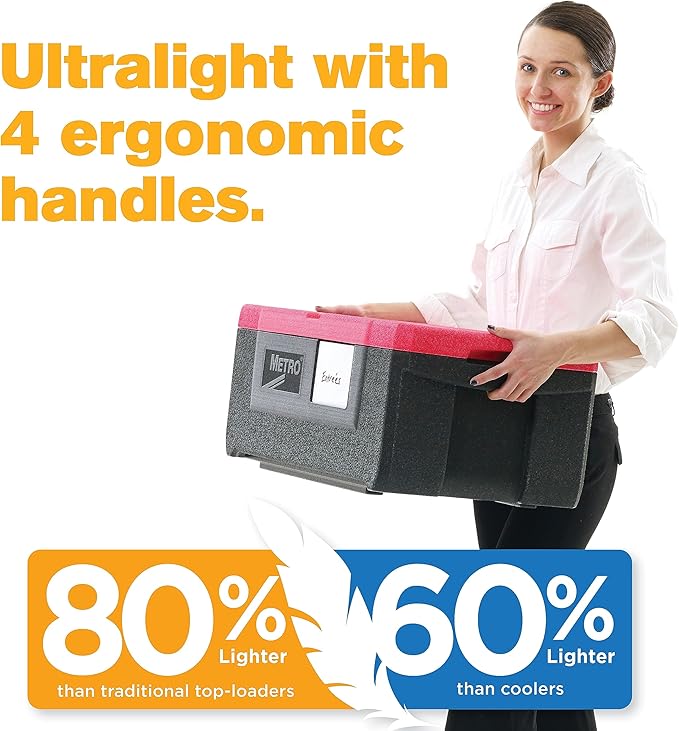 METRO Mightylite ML180 Top-Load Insulated Food Carrier - Professional-Grade Multipurpose Pan Carrier, Insulated Cooler and Catering Food Warmer - 30 qt or 3 Pan Capacity - Red