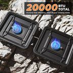 KingCamp 2 Burner Camping Stove，Portable Folding Stove with 20000 BTU，Backpacking Camp Stove for Outdoor Cooking，2 Adjustable Burners & Piezo Ignition for BBQ Hiking Backpacking Camping