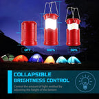 Lichamp LED Camping Lantern, 4 Pack Battery Powered Flashlight for Power Outages, Portable Collapsible Hanging Light Essential for Home, Outdoor, Emergency Lamp Survival Kit Gear for Hurricane, Red