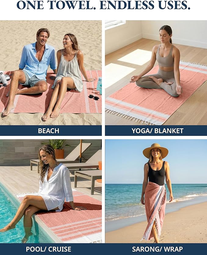 LANE LINEN Turkish Beach Towel, Oversized Beach Towel 39"x71", Lightweight Beach Essentials for Women, Large Pool Towel, Absorbent & Quick Dry, Sand Free Beach Towel - Bird of Paradise