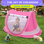 Baby Beach Tent with Baby Hat, Pop Up Toddler Travel Bed with Sun Hat for Boys or Girls, Sun Shade for Toddler Camping, Infant Portable Sun Shade, Summer Beach Baby