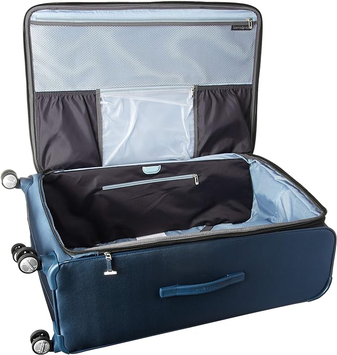 Samsonite Solyte DLX Softside Expandable Luggage with Spinner Wheels, Mediterranean Blue, Checked-Large 29-Inch