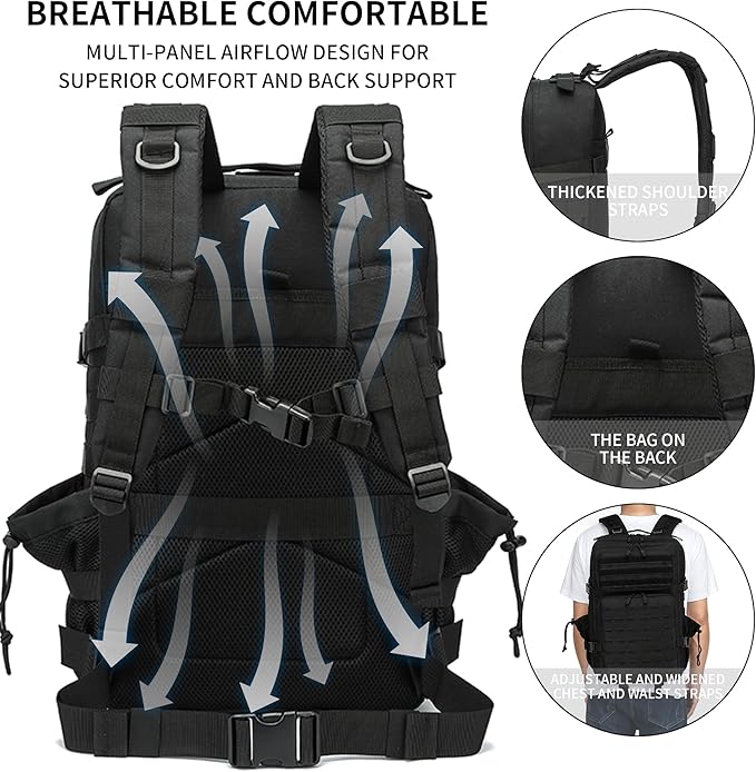 Military Tactical Backpack 45L/25L 3 Day Assault Pack Molle Daypack Hiking Backpack for Men and Women
