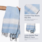 Cotton Turkish Beach Towel with Towels Oversized 36"x72" Pool Absorbent Extra Large Quick Dry Sand Travel Towel (Sky Blue, 4 Pack)