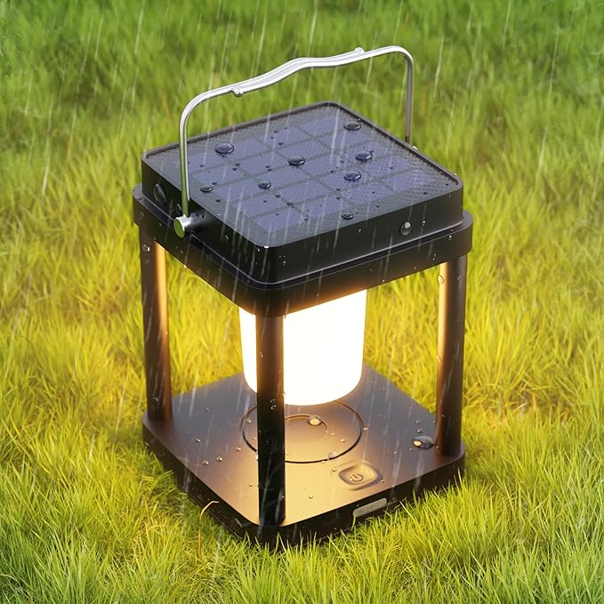 Solar Lantern Outdoor Table Lamp, Touch Control Outdoor Cordless Lantern, Solar Lanterns Waterproof Rechargeable Lanterns for Reading, Walking, Camping