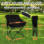 COSY105CMoon Chair Camping Chair Portable Folding Lounge Chair Lightweight Outdoor Recliner 265lbs Capacity Oxford Fabric & Aluminum Frame Includes Carry Bag for Beach Fishing Travel (Black)