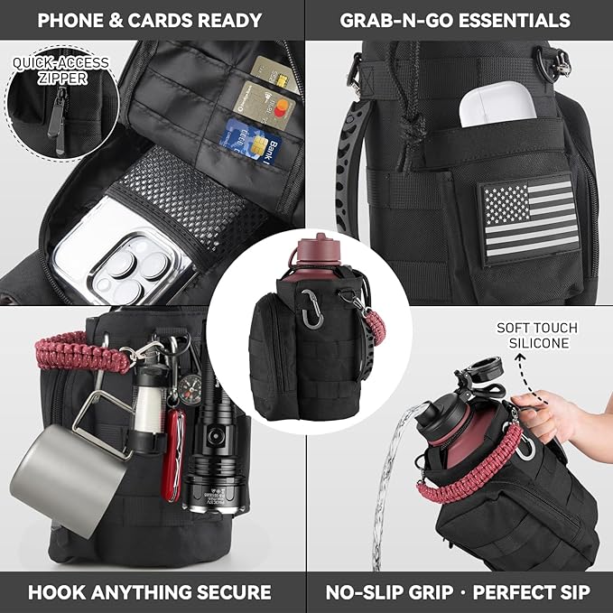 KXIAOCHEN Insulated Water Bottle, Stainless Steel Water Bottle, 2 Lids (Straw and Handle Lid),Wide Mouth Metal Water Bottles Keep Hot and Cold, Double Walled, Thermo Mug, Metal Canteen