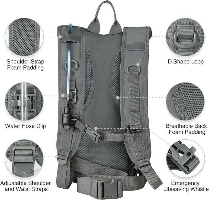 NOOLA Hydration Backpack with 3L TPU Water Bladder, Tactical Molle Water Backpack for Men Women, Hydration Pack for Hiking, Biking, Running and Climbing
