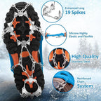 WIN.MAX Crampons for Shoes, Traction Cleats Ice Snow Grips with 19 Stainless Steel Spikes, Shoe Talons Anti - Slip Boots Spikes for Walking, Jogging, Climbing and Hiking