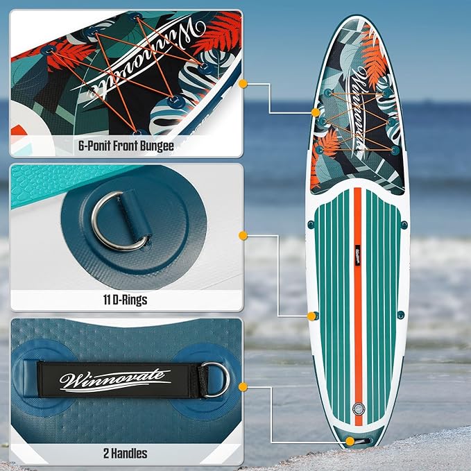 Inflatable Paddle Boards for Adults and Youth, 11'x33 Wood Grain Stand Up Paddle Board with SUP Accessories, Portable Inflatable Paddleboard for All Skill Levels,Blow Up Paddle Board as Present