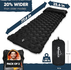 POWERLIX Camping Sleeping Pad 2 Pack, Foot Pump Sleeping Pad for Camping with Built in Pillow, Inflatable Camping Mat, Lightweight Compact Air Mattress Pad for Backpacking Hiking Travelling