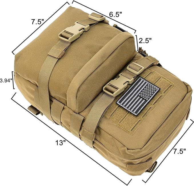 Tactical Mini Molle Hydration Pack,Molle Hydration Carrier with US Flag Water Resistant,Hydropack for Tactical Vest Backpack