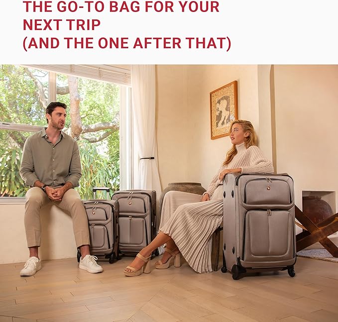 SwissGear Sion Softside Expandable Roller Luggage, Pewter, 3-Piece Set (21/25/29)