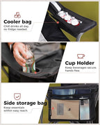 KingCamp Oversized Camping Folding Chair, Heavy Duty 450 LBS with Lumbar Support, Padded seat with Cup Holder&Cooler Bag, Ideal for Camp, Fishing, Sports Event, Backyard, Patio, Lawn(Lava Red)