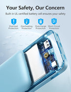 Portable Charger Power Bank with Built-in Cable & AC Plug, 10000mAh Fast USB-C Charger, Slim Mini Battery for iPhone 16/15/14/13/Pro/Max & All USB-C Devices