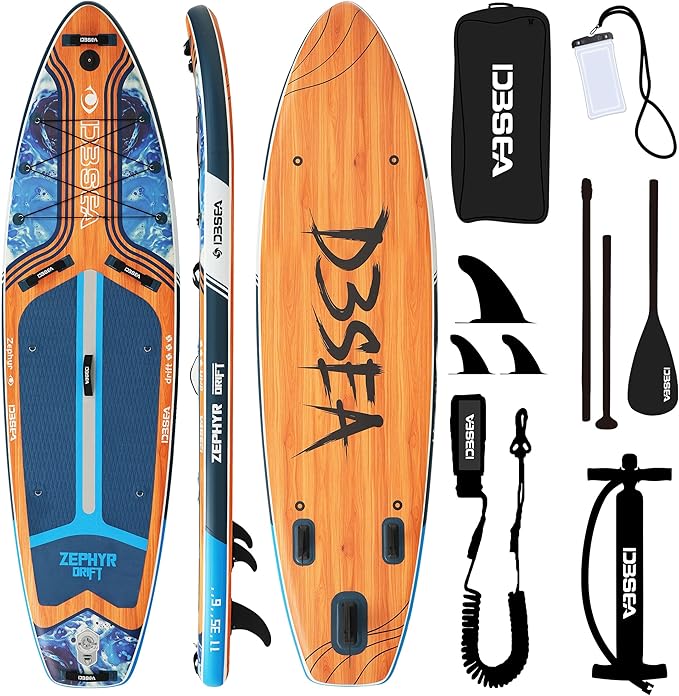 11 ft Extra Wide Inflatable Paddle Board with Accessories, Stand Up Paddleboard for 2 Person, All Around SUP Board for Adults, Fishing, Yoga