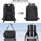 PIJUSHI Laptop Backpack for Women Men Personal Item Travel Backpack Convertible Carry on Bag Flight Approved(PE042 Black)