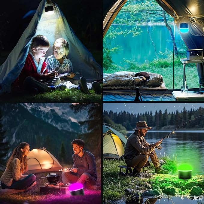 Rechargeable LED Camping Lantern 1000LM,Portable Tent Lights with RGB Color,IP65 Waterproof Camping Lights,Magnetic Base,4000mAH Emergency Hanging Light for Power Outages,Hiking,Tent,Outdoor,Home