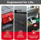 Rubbermaid 48 Gallon Black Action Packer Lockable Latch Indoor and Outdoor Storage Box Container for Home, Garage, Backyard, Single