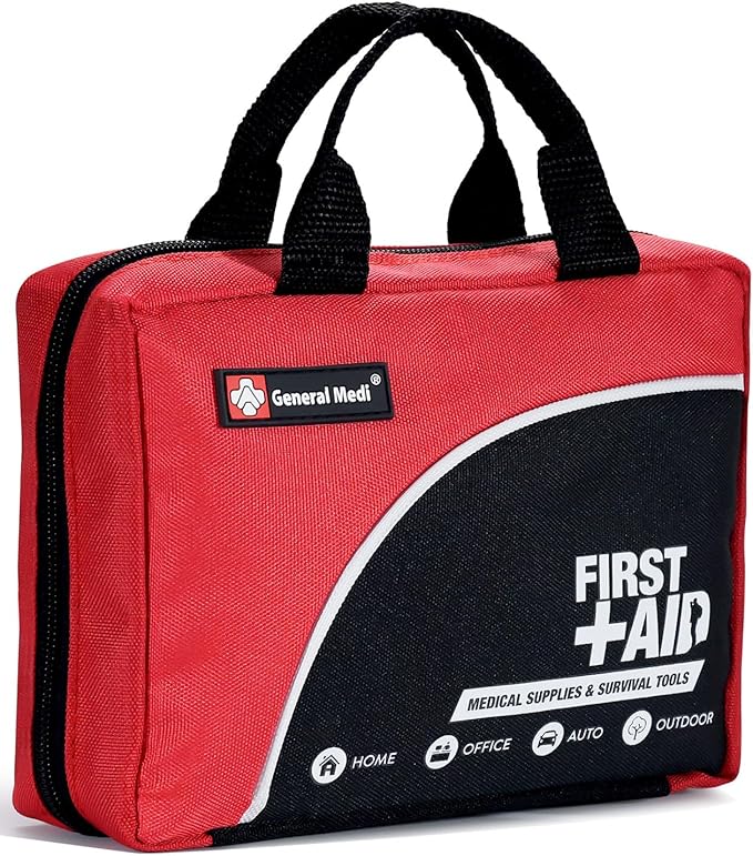 First Aid Kit -160 Pieces Compact and Lightweight - Including Cold (Ice) Pack, Emergency Blanket, Moleskin Pad,Perfect for Travel, Home, Office, Car, Camping, Workplace (Red)