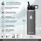 HYDRO CELL Stainless Steel Insulated Water Bottle with Straw - For Cold & Hot Drinks - Metal Vacuum Flask with Screw Cap and Modern Leakproof Sport Thermos for Adults (Graphite 24oz)