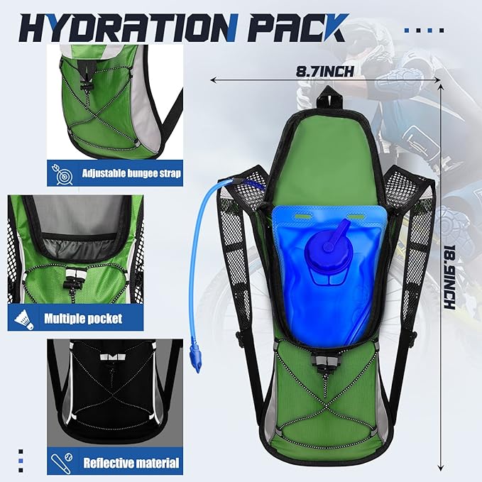 2 Pack Hydration Backpack Pack with 2L Water Bladder, Hiking Backpack with Hydration Bladder Water Rucksack Backpack Bladder Bag Cycling Bicycle Bike/Hiking Climbing Pouch