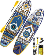 YASKA Inflatable Stand Up Paddle Board - 11ft Extra Wide Paddleboard with Premium SUP Board Accessories,Camera Mount,Non-Slip EVA Deck,5 Handles,Youth/Adult