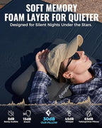 KingCamp Inflatable Pillow for Camping, Extra Large Camping Pillow, Portable Ergonomic Air Pillow with Removable Washable Memory Foam Cover for Camp, Hiking, Car, Beach, Travel