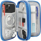CAAORDKSO Travel Cord Organizer Case, Electronic Accessories Bag, Tech Electronic Case, Electronics Travel Organizer Bag for Cable, USB, Cord, Charger, Phone, Power Bank, Earphone (Blue, Large)