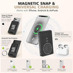 Magnetic Wireless Power Bank, 5000mAh Portable Charger with LED Makeup Mirror & Phone Stand, 20W USB-C Fast Charging Battery Pack for iPhone 17/16/15/14/13/12 Series, Black Butterfly
