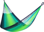 Handwoven Hammock by Yellow Leaf Hammocks - Family Size, Fits 2+ PPL, 550lb max - Weathersafe, Super Strong, Easy to Hang, Ultra Soft, Artisan Made - Color: Neon - Blue - Turquoise