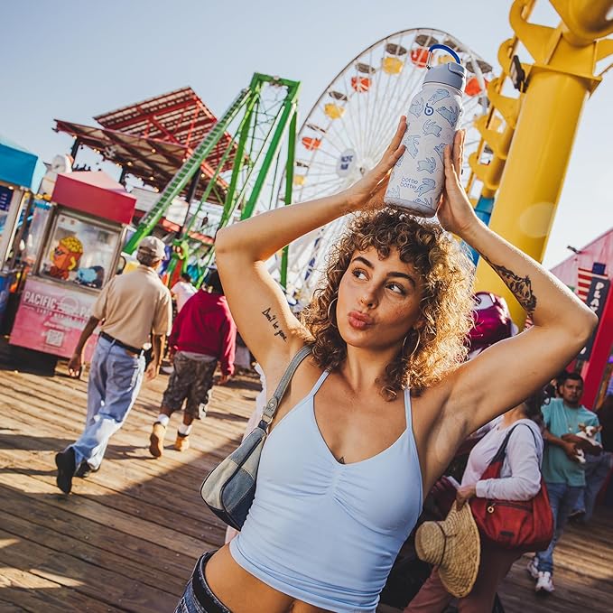 BOTTLE BOTTLE 32oz Insulated Water Bottle Stainless Steel Sport Water Bottle with Straw Dual-use Lid Design for Gym with Pill Box