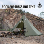 OneTigris Rock Fortress Hot Tent with Stove Jack, 4 Season, 4-6 Person Tipi for Camping, Backpacking, Hunting, Fishing - Waterproof, Wind-Proof
