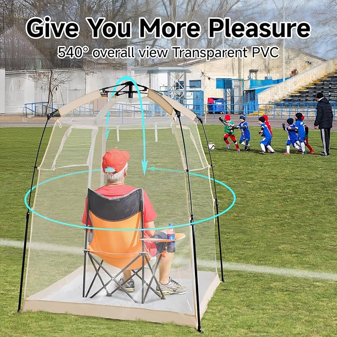 All Weather Proof Pod Sports Pod,540°View Weather Tent,1-4 Person Instant Tent with Sealed Floor,Outdoor Screen House with Carrying Bag,Screen Room for Sport Event,Camping,Fishing