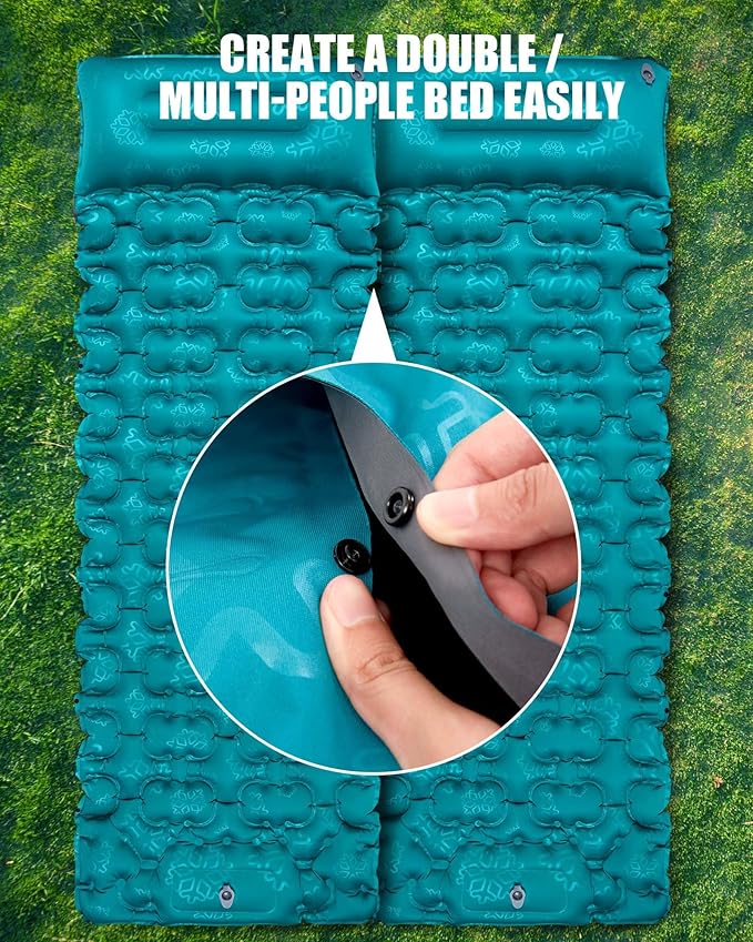 AKSOUL Self-Inflating Sleeping Pad for Camping: Inflatable Wide Compact & Ultralight Air Mattress Sleep Mat, Lightweight Inflatable Pads for Backpack Hiking Traveling Outdoor