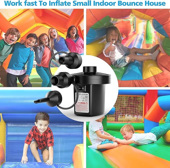 Electric Air Pump for Inflatables,Portable Quick-Fill Air Pump with 3 Nozzles,110V AC/12V DC,Inflator & Deflator Pumps for Outdoor Camping,Air Mattress Beds,Boats,Inflatable Cushion,Couch,Pool Floats