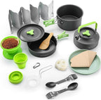 Camping Cooking Cookware Mess Kit - Non-Stick Lightweight Pot Pan Kettle Set with Collapsible Pour Over Coffee Dripper, Outdoor Kitchen Cook Essentials Gear for Camping Hiking Picnic