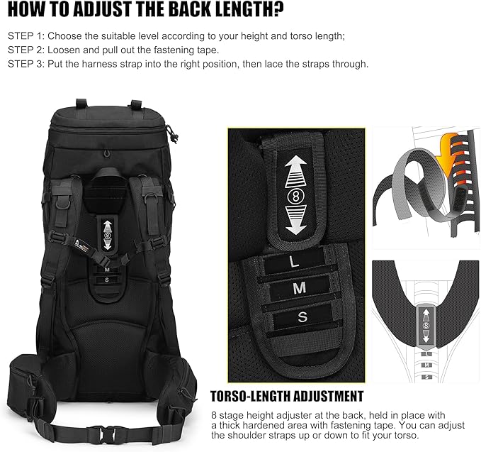 Mardingtop 70L Internal Frame Backpack for Camping,Hiking,Travel,Tactical Backpack with Rain Cover