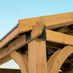 Backyard Discovery Arlington 12' x 10' Cedar Wood Outdoor Gazebo Pavilion with Hardtop Galvanized Steel Peak Roof, Snow Support, Wind Resistance, PowerPort, Shade for Garden, Patio, Deck, Entertaining