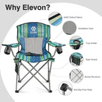 Camping Chair, Portable Folding Outdoor Chair with Arms, Cup Holder and Carry Bag