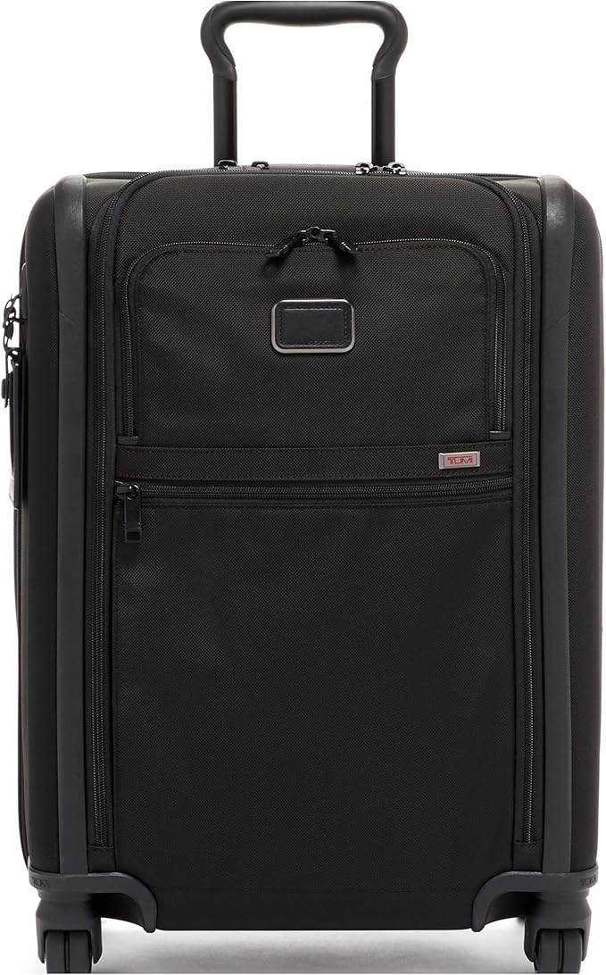 TUMI - Alpha Continental Expandable 4-Wheeled Carry-On Luggage - Compact Travel Suitcase - TSA Lock Tracer - Black
