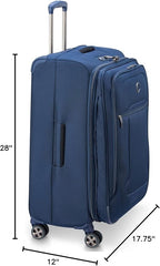 DELSEY PARIS Helium DLX Softside Expandable Luggage with Spinner Wheels, Navy Blue, Checked-Medium 25 Inch