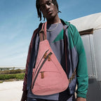 KL928 Canvas Sling Bag - Small Crossbody Backpack Shoulder Casual Daypack Rucksack for Men Women(Large Version)