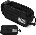PAVILIA Tactical Toiletry Bag for Men, Travel Hygiene Bag, Military Gear Dopp Kit, Water Resist Molle Accessories Pouch, Mens Shaving Essentials, Gym Bathroom Shower Small Toiletries Tool EDC, Black