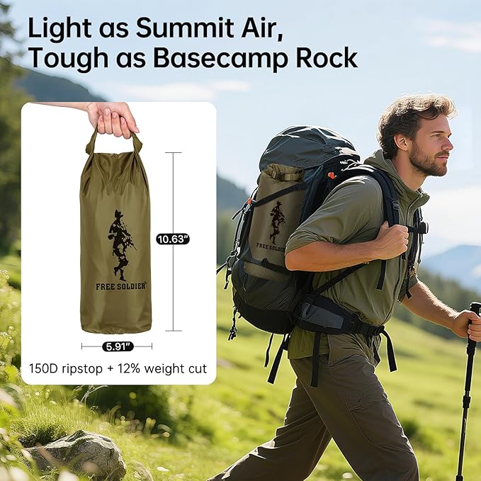 FREE SOLDIER Waterproof Portable Tarp Multifunctional Outdoor Camping Traveling Awning Backpacking Tarp Shelter Rain (Brown 10×10.5ft)