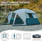 Tents for Camping 6/8/10 Person Camping Tent with Screen Porch, Weatherproof Large Cabin Tent with Rainfly and Carry Bag, Family Tent for Outdoor Camping and Backyard