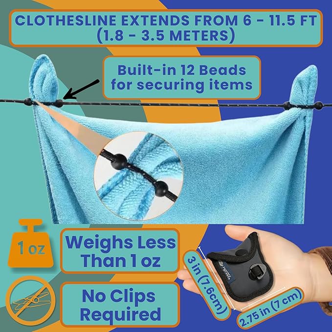 Travel Laundry Detergent Sheets for Hand or Machine Wash and Travel Clothesline – Compact Sink Washing Detergent & Indoor Outdoor Drying Line for Hotels, Cruises & Camping