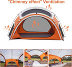 Vidalido 3-4 Person Camping Tent with 2 Large Mesh Door 4 Mesh Window Family Tents, Double Layer Waterproof Portable Easy Setup Camp Tent, Canvas Dome Tents for Camping Outdoor Hiking and Backpacking