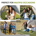 Self Inflating Sleeping Pad for Camping, Portable 4" Extra-Thick Camping Cots for Adults with Pillows & Built-in Foot Pump, Ultralight Camping Mattress for Tent Hiking Essentials Gear (Green, Single)