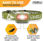 Foxelli LED Headlamp Flashlight for Adults & Kids, Running, Camping, Hiking Head Lamp with White & Red Light, Comfortable Headband, Lightweight & Waterproof, 3 AAA Batteries